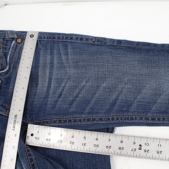 Rock Revival Jeans Womens 28 Gwen Boot Blue Flap Thick Stitch Low Rise Denim - Picture 6 of 14